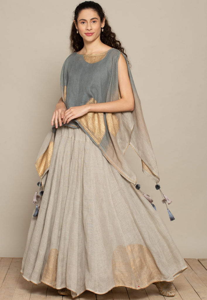 The Golden Dot Gleam Natural Cape & B Shell-Tops-KAVERi